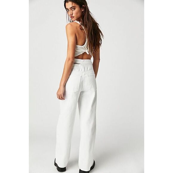 NWT AGOLDE Broken Waistband Ultra High Rise Straight Jean in Milkshake, Size 24 - Picture 9 of 16